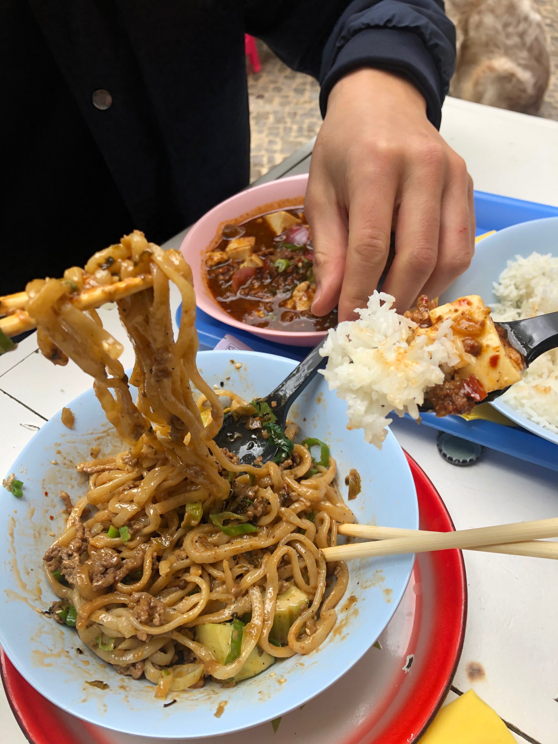 Dandan noodles and mapo tofu food from Chinese Sichuan cuisine.